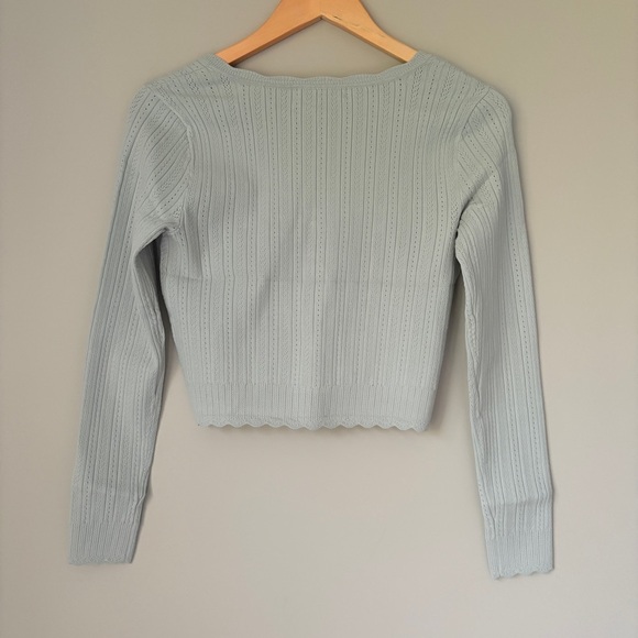 NWT LoveShackFancy Martti Stretch Pointelle Cardigan Eau De Nil Green | S - Picture 8 of 11
